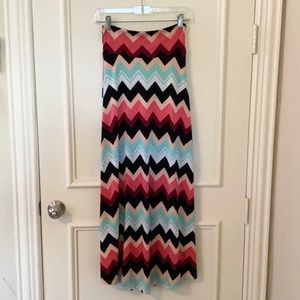 Charlotte Russe Tropical Print Chevron Maxi Skirt